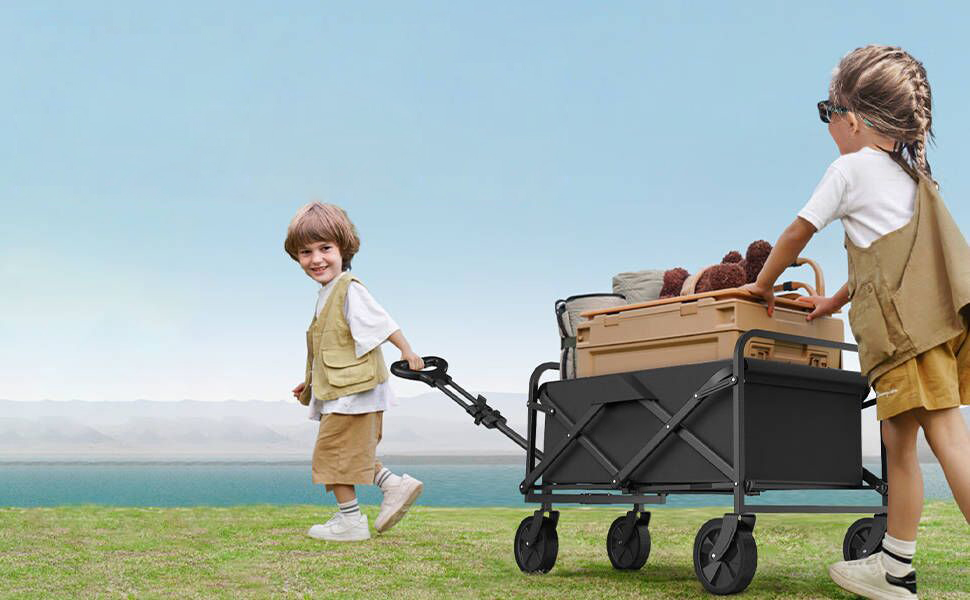 Čierny skladací prepravný vozík